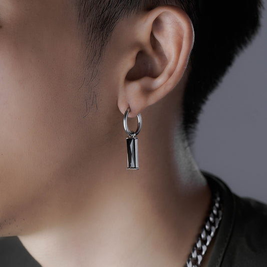 Khuyên Tai Thời Trang Stainless Steel Black Stone Elder