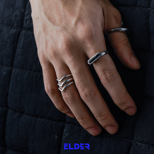 Nhẫn Thời Trang Stainless Steel Black Stone Elder