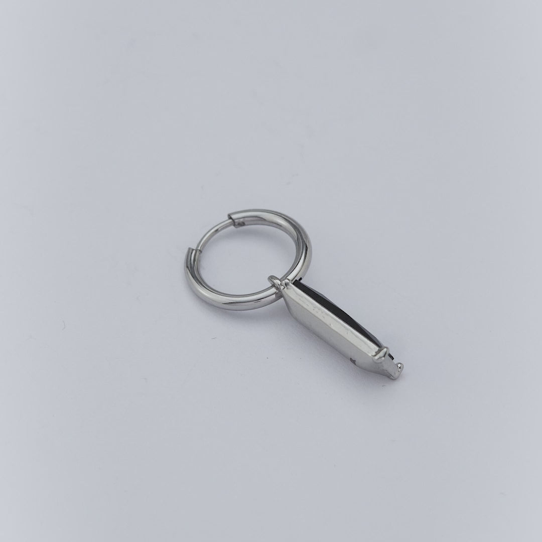 Khuyên Tai Thời Trang Stainless Steel Black Stone Elder