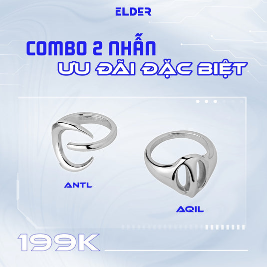 Combo 2 Nhẫn Thép Không Gỉ Stainless Steel ELDER: ANTL + AQIL