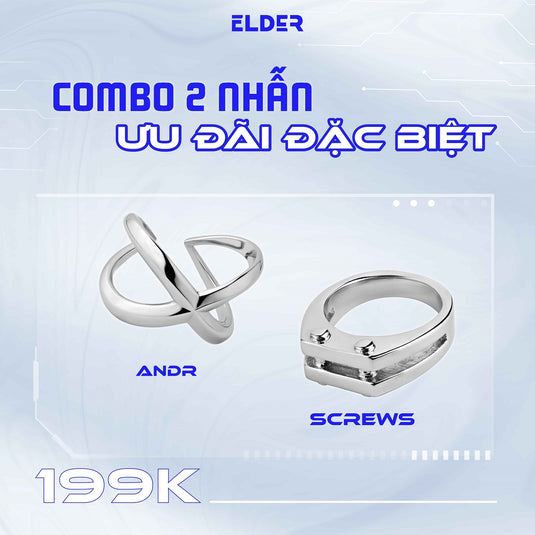 Combo 2 Nhẫn Thép Không Gỉ Stainless Steel ELDER: ANDR + SCREWS