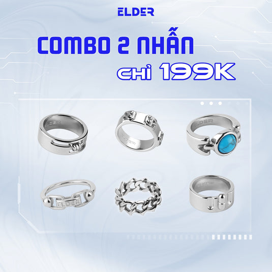 Combo 2 Nhẫn Thép Không Gỉ Stainless Steel ELDER APUS + STAMP