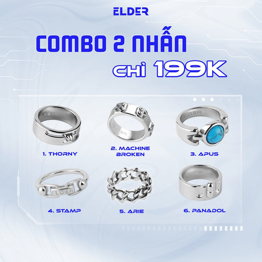 Combo 2 Nhẫn Tự Chọn Thép Không Gỉ Stainless Steel ELDER - B