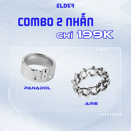 Combo 2 Nhẫn Thép Không Gỉ Stainless Steel ELDER ARIE + PANADOL