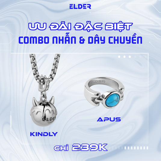 Combo Dây Chuyền KINDLY - Nhẫn APUS Thép Không Gỉ Stainless Steel ELDER