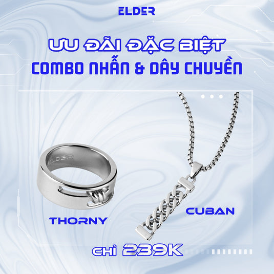 Combo Dây Chuyền CUBAN - Nhẫn THORNY Thép Không Gỉ Stainless Steel ELDER